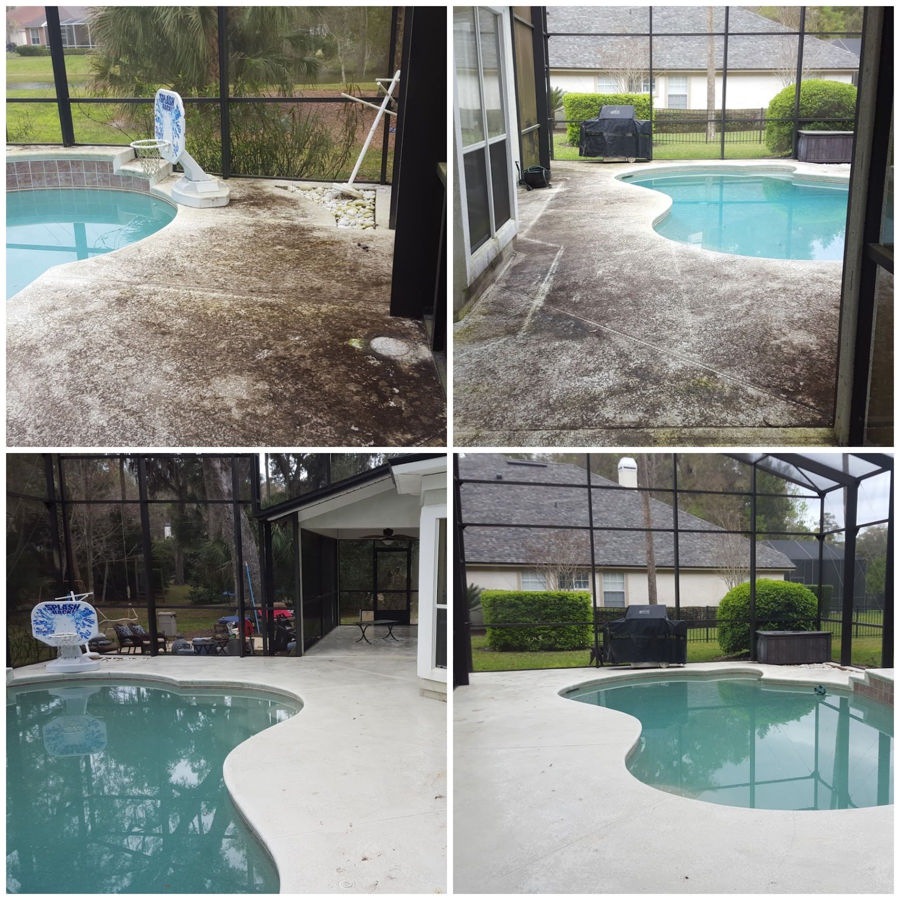 Pool deck cleaning before and after