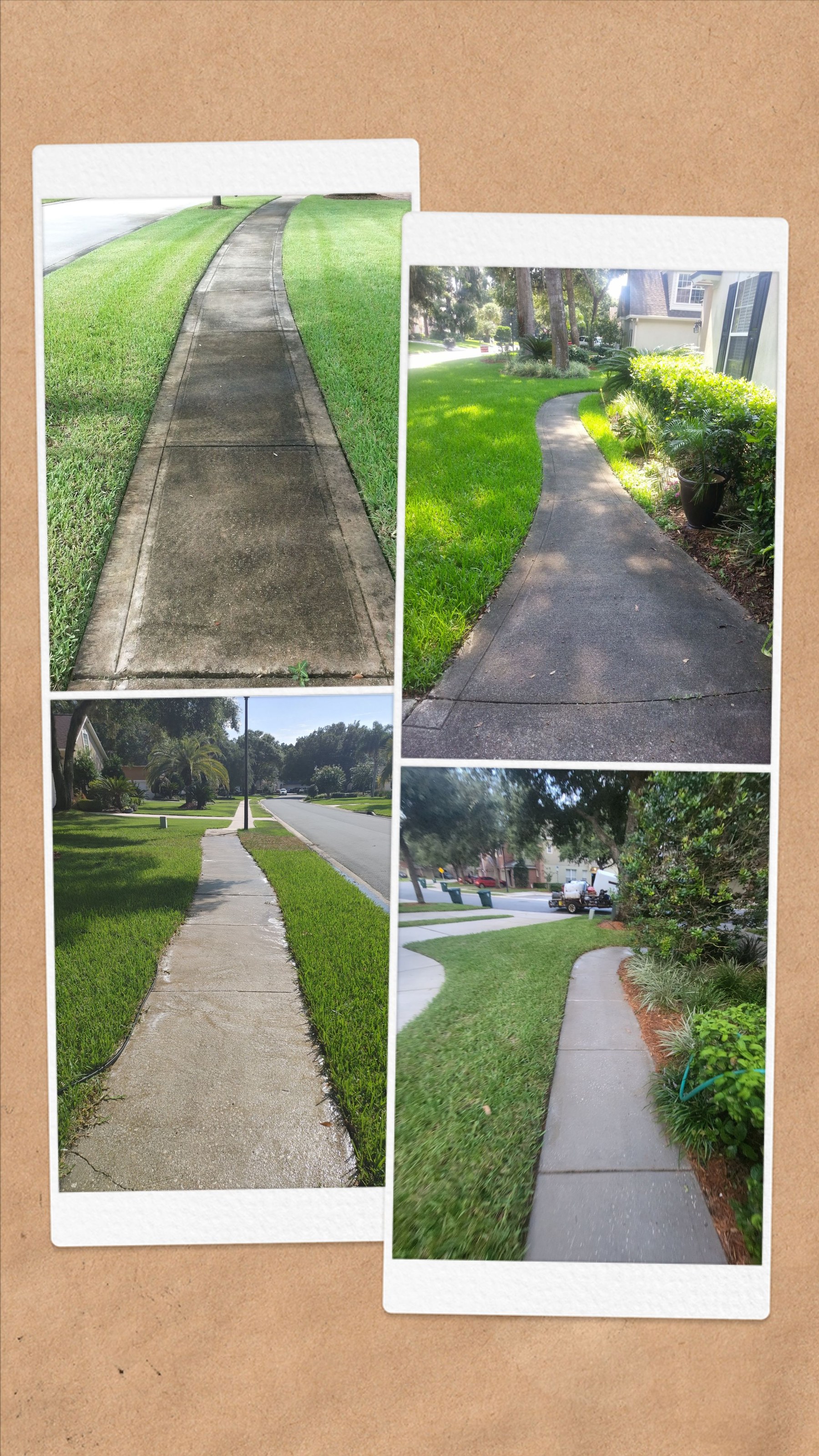 Before and after sidewalk cleaning